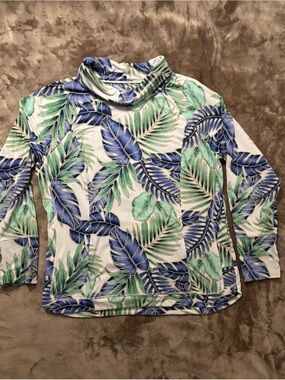 Tommy Bahama Women’s Size M Long-Sleeve Island Zone Tropical Leaf Print